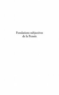 Produktbild: Fondations subjectives de la Pensee