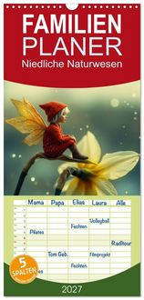 Produktbild: Familienplaner 2027 - Niedliche Naturwesen mit 5 Spalten (Wandkalender, 21 x 45 cm) CALVENDO