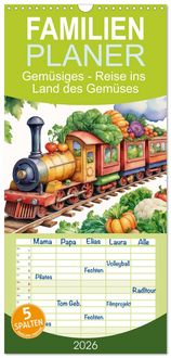 Produktbild: Familienplaner 2026 - Gem&uuml;siges - Reise ins Land des Gem&uuml;ses mit 5 Spalten (Wandkalender, 21 x 45 cm) CALVENDO