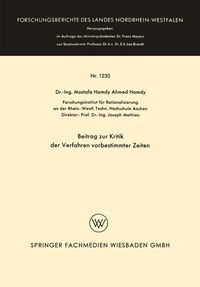 Produktbild: Beitrag zur Kritik der Verfahren vorbestimmter Zeiten