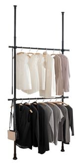 Produktbild: Teleskop-Garderobensystem Mod. Herkules Basic Schwarz, aus pulverbeschichtetem Stahl