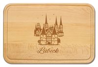 Produktbild: Buchenholz Schneidebrett 30x20cm, Motiv L&uuml;beck