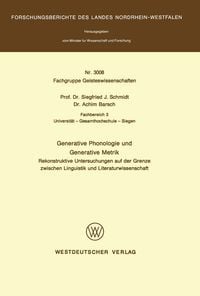 Produktbild: Generative Phonologie und Generative Metrik