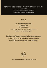 Produktbild: Beitr&auml;ge zum Problem der psychischen Beanspruchung
