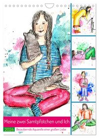 Produktbild: Meine zwei Samtpf&ouml;tchen und Ich - Bezaubernde Aquarelle einer gro&szlig;e Liebe (Wandkalender 2026 DIN A4 hoch), CALVENDO Monatskalender