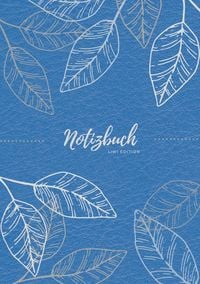 Produktbild: Notizbuch Tagebuch A5 liniert - 100 Seiten 90g/m&sup2; - Soft Cover - Silberne Bl&auml;tter auf blau