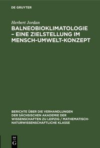 Produktbild: Balneobioklimatologie - Eine Zielstellung im Mensch-Umwelt-Konzept