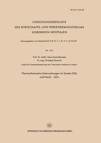 Produktbild: Thermochemische Untersuchungen im System SiO2 und Na2O &mdash; SiO2