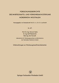 Produktbild: Untersuchungen an Werkzeugmaschinenelementen