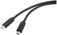 Produktbild: Renkforce USB-C&reg; Kabel USB4&reg; USB-C&reg; Stecker, USB-C&reg; Stecker 1.00 m Schwarz doppelt geschirmt RF-5241746