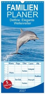 Produktbild: Familienplaner 2027 - Delfine: Elegante Wellenreiter mit 5 Spalten (Wandkalender, 21 x 45 cm) CALVENDO