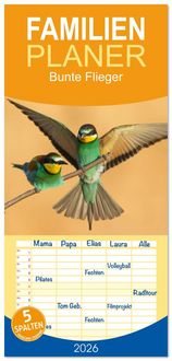 Produktbild: Familienplaner 2026 - Bunte Flieger mit 5 Spalten (Wandkalender, 21 x 45 cm) CALVENDO