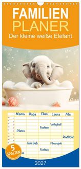 Produktbild: Familienplaner 2027 - Der kleine wei&szlig;e Elefant mit 5 Spalten (Wandkalender, 21 x 45 cm) CALVENDO