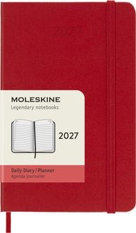 Produktbild: Moleskine 12 Monate Tageskalender 2027, Pocket/A6, 1 Tag = 1 Seite, Fester Einband, Scharlachrot