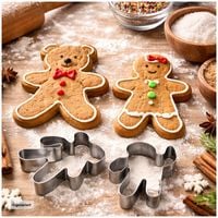 Produktbild: neuetischkultur Pl&auml;tzchenausstecher Set Kind und Teddy Edelstahl Ausstechformen 2er
