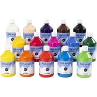 Produktbild: Creativ Company Acrylfarbe Matt, sortierte Farben, 15x500 ml