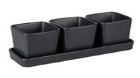 Produktbild Snack & Dip Schalen Set Schwarz matt, Tablett mit 3 x 300 ml Schalen