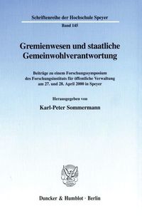 Produktbild: Gremienwesen und staatliche Gemeinwohlverantwortung.