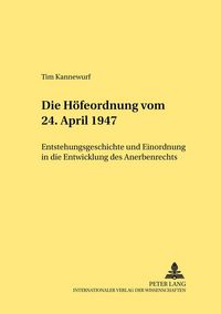 Produktbild: Die H&ouml;feordnung vom 24. April 1947