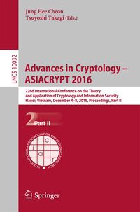 Produktbild: Advances in Cryptology - ASIACRYPT 2016