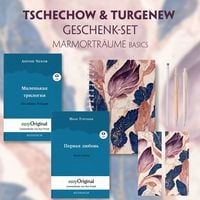 Produktbild: Tschechow & Turgenew Geschenkset - 2 B&uuml;cher (Hardcover mit Audio-Online) + Marmortr&auml;ume Schreibset Basics