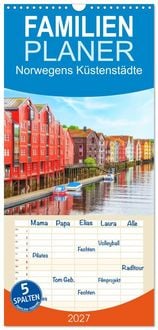 Produktbild: Familienplaner 2027 - Norwegens K&uuml;stenst&auml;dte mit 5 Spalten (Wandkalender, 21 x 45 cm) CALVENDO