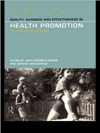 Produktbild: Quality, Evidence and Effectiveness in Health Promotion