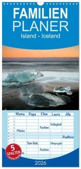 Produktbild: Familienplaner 2026 - Island - Iceland mit 5 Spalten (Wandkalender, 21 x 45 cm) CALVENDO