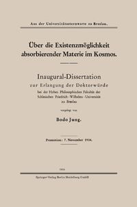 Produktbild: &Uuml;ber die Existenzm&ouml;glichkeit absorbierender Materie im Kosmos