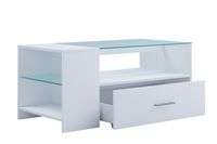 Produktbild: Holz Sofatisch Couchtisch Schublade Glas Tindala