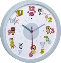 Produktbild: TFA Dostmann Little Animals Quarz Wanduhr 30.9cm x 4.4cm Hellblau