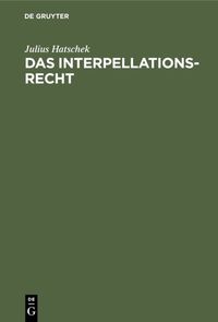 Produktbild: Das Interpellationsrecht