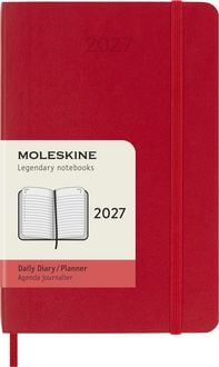 Produktbild: Moleskine 12 Monate Tageskalender 2027, Pocket/A6, 1 Tag = 1 Seite, Weicher Einband, Scharlachrot