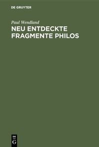 Produktbild: Neu entdeckte Fragmente Philos