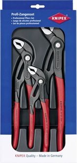Produktbild: Knipex 00 20 09 V02 Werkstatt Wasserpumpenzangen-Set 3teilig Einstellung per Knopfdruck, Selbstklemmeffekt, Feinverstellung