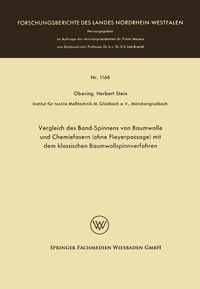 Produktbild: Vergleich des Band-Spinnens von Baumwolle und Chemiefasern (ohne Fleyerpassage) mit dem klassischen Baumwollspinnverfahren