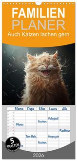 Produktbild: Familienplaner 2026 - Auch Katzen lachen gern mit 5 Spalten (Wandkalender, 21 x 45 cm) CALVENDO