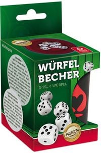 Produktbild: Premium W&uuml;rfelbecher + 6 W&uuml;rfel, Aufh.-FS, VE 6