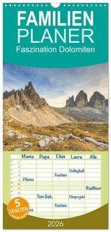 Produktbild: Familienplaner 2026 - Faszination Dolomiten mit 5 Spalten (Wandkalender, 21 x 45 cm) CALVENDO