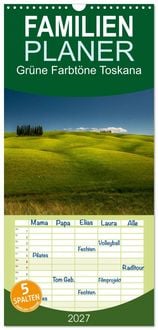 Produktbild: Familienplaner 2027 - Gr&uuml;ne Farbt&ouml;ne Toskana mit 5 Spalten (Wandkalender, 21 x 45 cm) CALVENDO