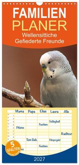 Produktbild: Familienplaner 2027 - Wellensittiche - Gefiederte Freunde mit 5 Spalten (Wandkalender, 21 x 45 cm) CALVENDO