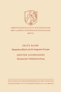Produktbild: Gesamtdeutschland und die Integration Europas / &Ouml;konomische Verhaltensforschung