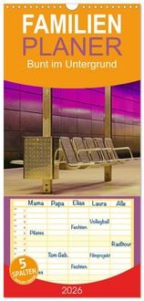 Produktbild: Familienplaner 2026 - Bunt im Untergrund mit 5 Spalten (Wandkalender, 21 x 45 cm) CALVENDO