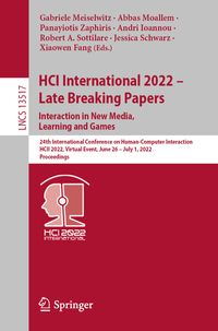 Produktbild: HCI International 2022 - Late Breaking Papers. Interaction in New Media, Learning and Games