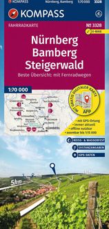 Produktbild: KOMPASS Fahrradkarte 3328 N&uuml;rnberg, Bamberg, Steigerwald 1:70.000