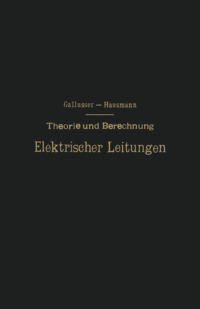 Produktbild: Theorie und Berechnung Elektrischer Leitungen