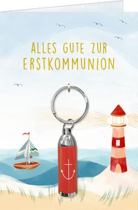 Produktbild: Gru&szlig;karte m.Taschenlampe rot - Alles Gute zur Erstkommunion