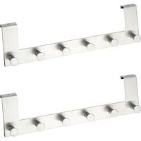 Produktbild: T&uuml;rgarderobe Edelstahl Mod. Celano 2er Set, je 6 Haken, f&uuml;r T&uuml;rfalzst&auml;rken bis 2 cm