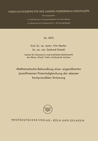 Produktbild: Mathematische Behandlung einer angen&auml;herten quasilinearen Potentialgleichung der ebenen kompressiblen Str&ouml;mung