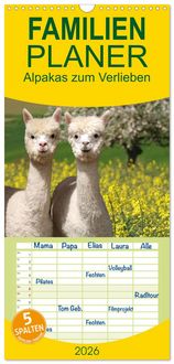Produktbild: Familienplaner 2026 - Alpakas zum Verlieben mit 5 Spalten (Wandkalender, 21 x 45 cm) CALVENDO